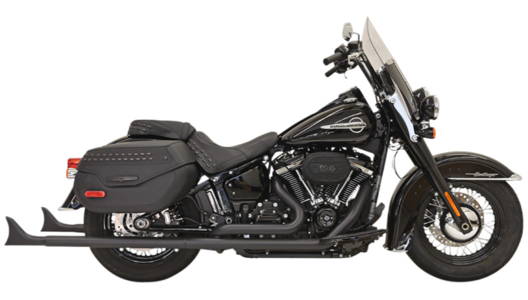 Bassani 36″ Fishtail True Dual Black Exhaust System with Baffle. To Fit: 2018-20 Softail Heritage Classic & Deluxe