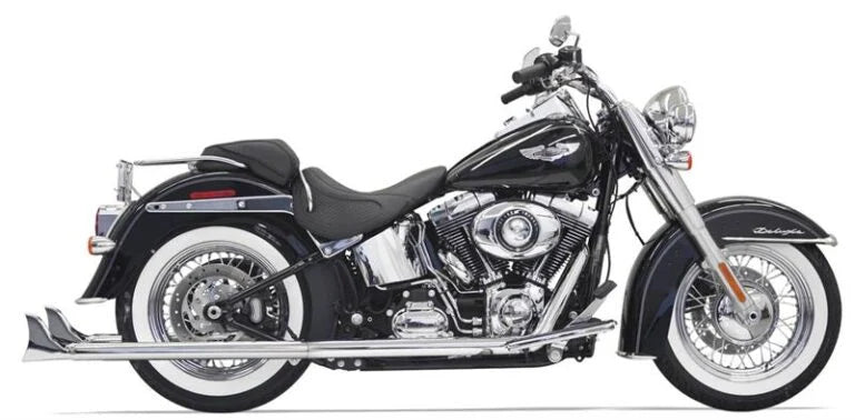 Bassani 33″ Fishtail True Dual Chrome Exhaust System With Baffles. To Fit: ’89-17 Softail