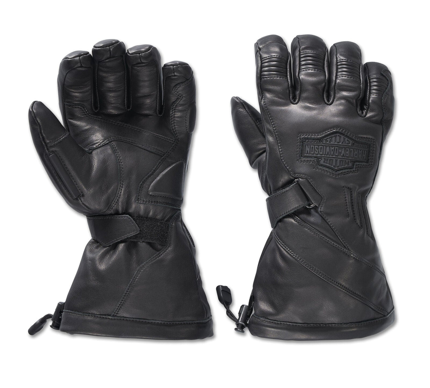 Harley-Davidson Circuit II Waterproof Leather Gauntlet Mens Gloves - Harley Black
