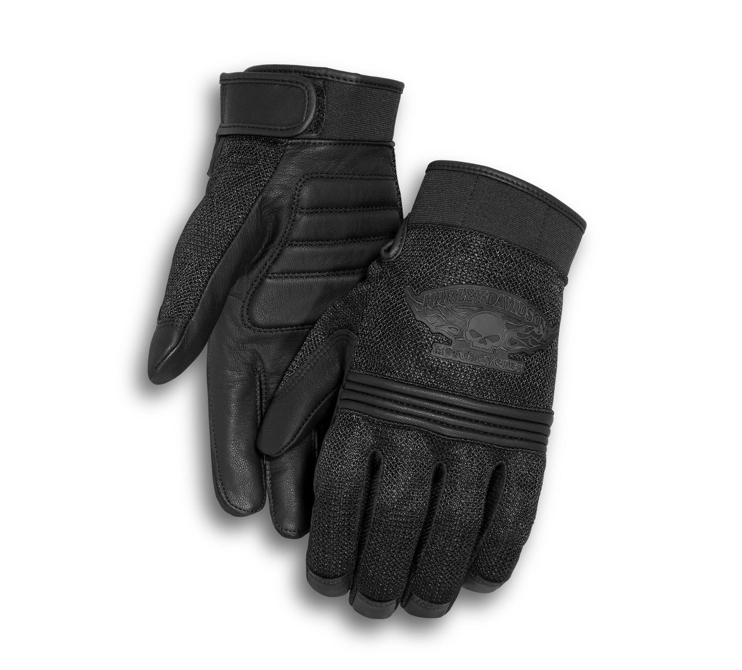 GLOVE-F/F,WINGED SKULL,BLK