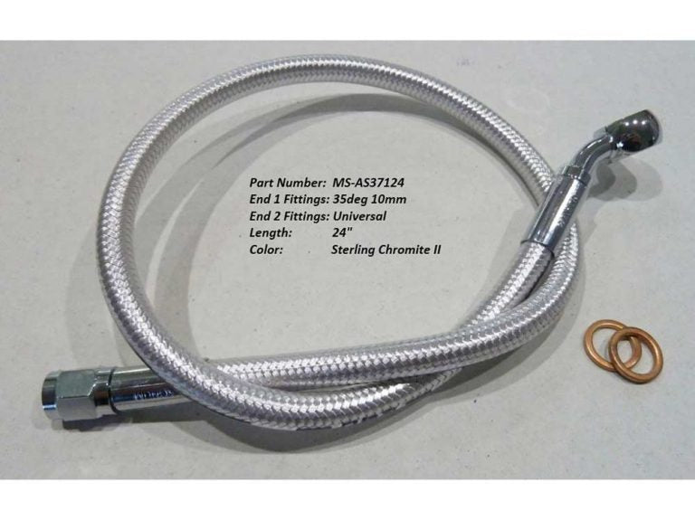 24″ Upper Front Brake Line with 10mm x 35 Degree Banjo – Sterling Chromite