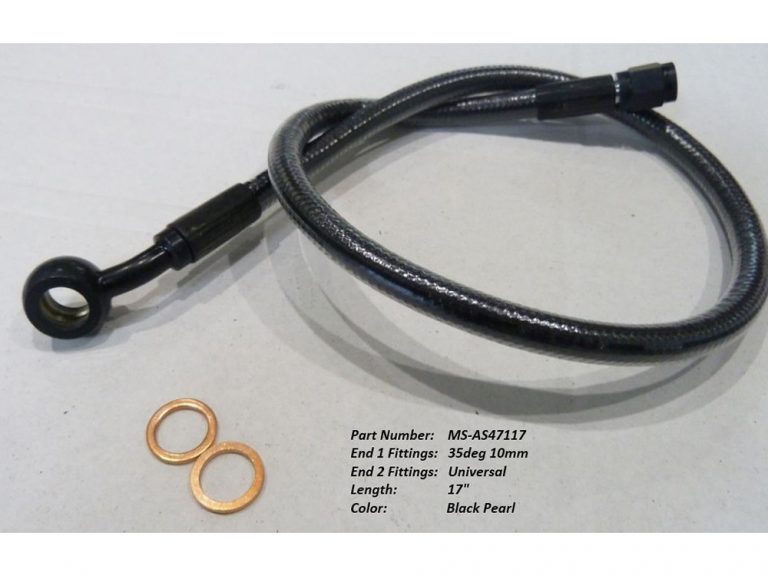 17″ Upper Front Brake Line with 10mm x 35 Degree Banjo – Black Pearl