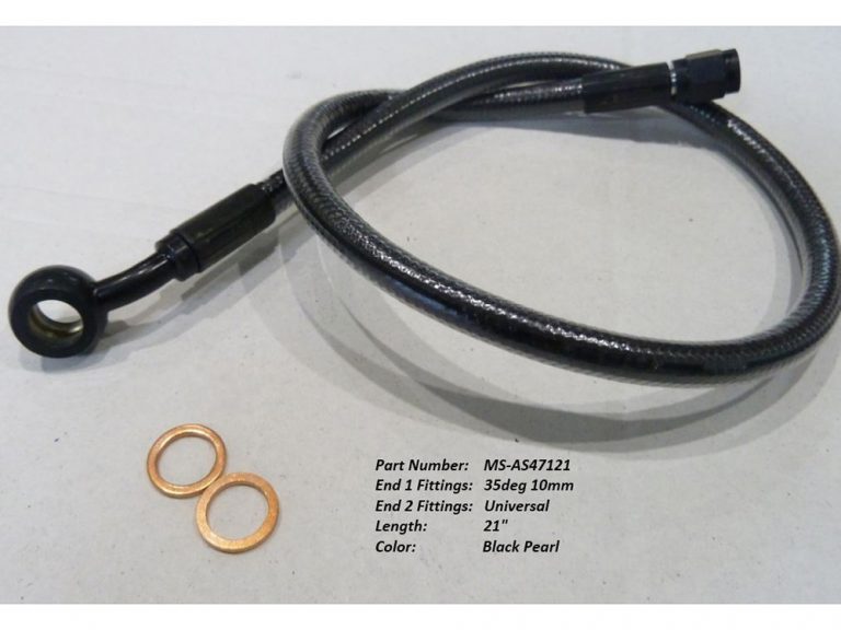 21″ Upper Front Brake Line with 10mm x 35 Degree Banjo – Black Pearl