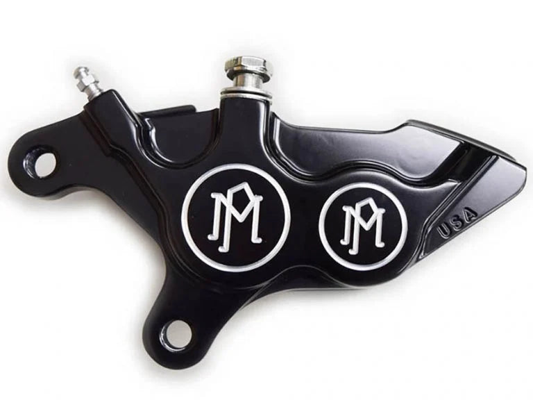 Left Hand Front 4 Piston Caliper – Polished. Fits many Big Twin & Sportster 1984-1999 Models with 11.5″ Disc Rotor