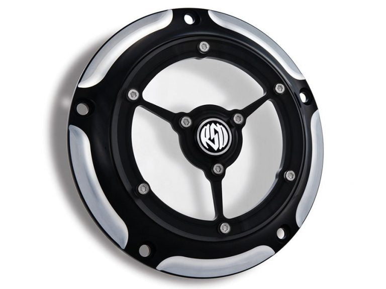 Clarity Derby Cover – Black Contrast Cut. Fits Softail 2000-2018, Dyna 1999-2017 & Touring 1999-2015