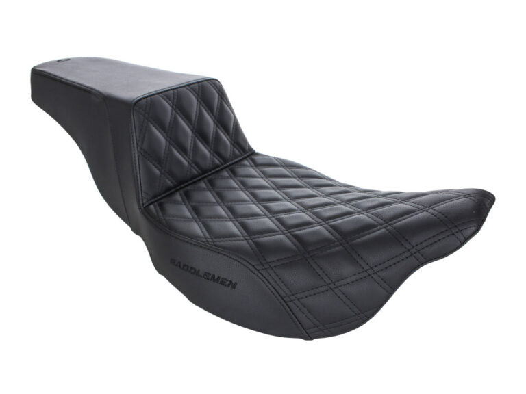Step-Up LS Dual Seat with Black Double Diamond Lattice Stitch. Fits Touring 2008up