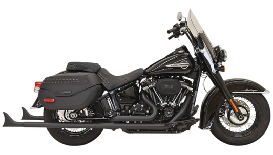 Bassani 36″ Fishtail True Dual Black Exhaust System with Baffle. To Fit: 2018-20 Softail Heritage Classic & Deluxe