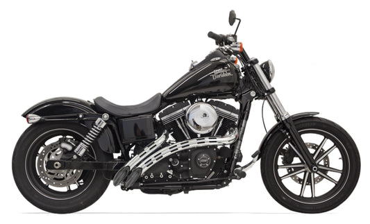 Bassani Radial Slotted Sweeper Exhaust – Black with Chrome Heat Shields. To Fit: 1986-17 Softail, 2007-17 Softail Rocker, 2013-17 Breakout, 2006-17 Dyna Glide