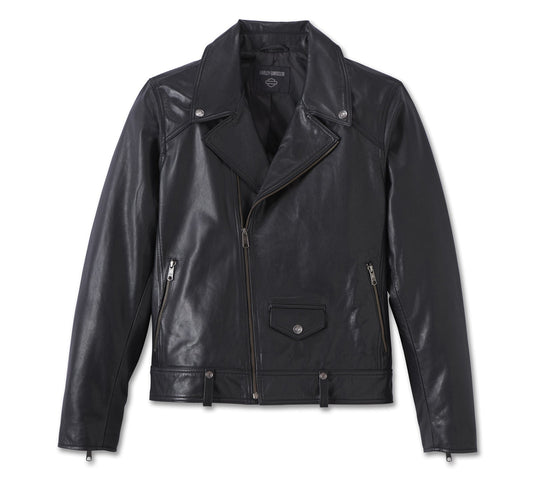 JACKET-LEATHER,BLACK