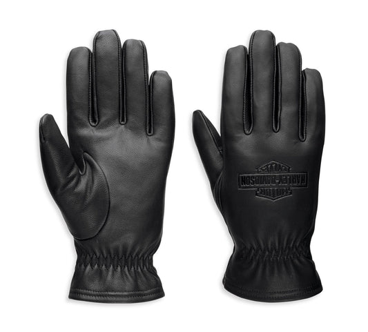 Harley-Davidson Mens Full Speed Leather Gloves - Black Leather - Black Leather