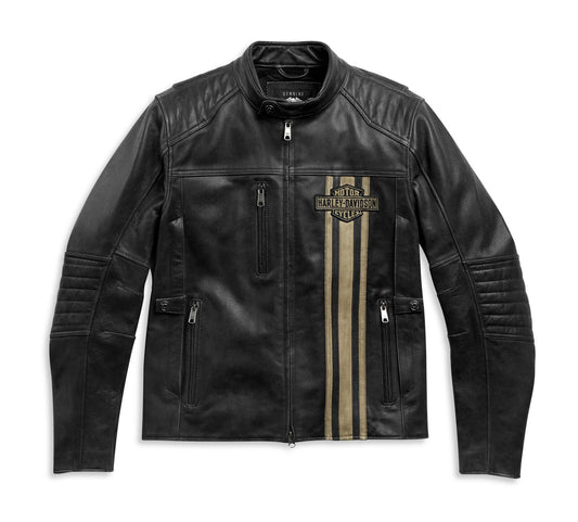 Harley-Davidson Mens H-D Triple Vent Passing Link II Leather Jacket - Black