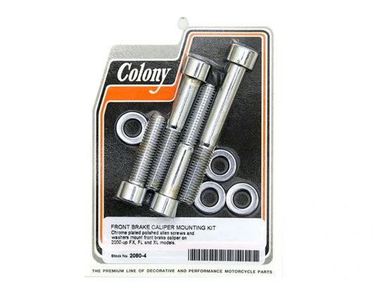 Allen Head Caliper Mount Bolt & Washer Kit – Chrome. Fits Front on FX, FL & Sportster 2000-2007 & VRSC 2002-2005