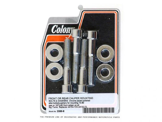 Allen Head Caliper Mount Bolt & Washer Kit – Chrome. Fits Front on Big Twin 1972-1980 & Rear on Big Twin 1973-1980