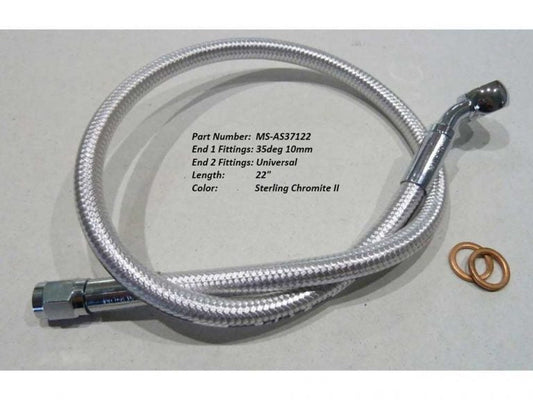 22″ Upper Front Brake Line with 10mm x 35 Degree Banjo – Sterling Chromite