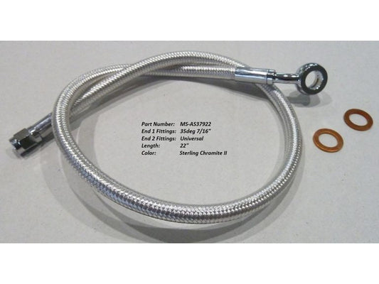 22″ Upper Front Brake Line with 7/16″ x 35 Degree Banjo – Sterling Chromite