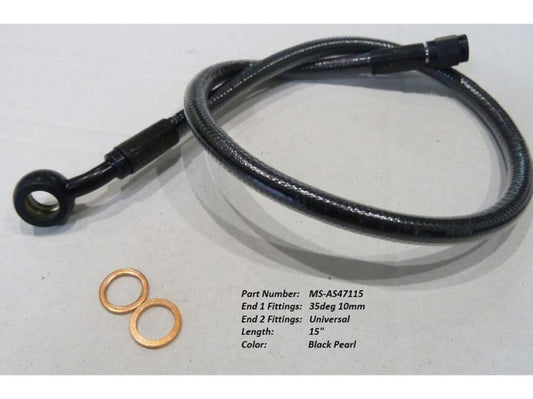 15″ Upper Front Brake Line with 10mm x 35 Degree Banjo – Black Pearl