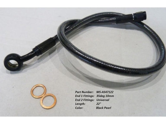 24″ Upper Front Brake Line with 10mm x 35 Degree Banjo – Black Pearl