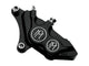 Left Hand Front 4 Piston Caliper – Black Contrast Cut. Fits Softail 2000-2014, Dyna 2000-2017, Touring 2000-2007 & Sportster 2000-2007 Models with 11.5″ Disc Rotor
