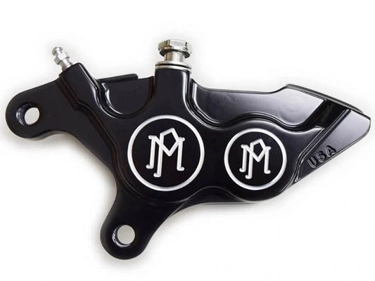 Left Hand Front 4 Piston Caliper – Polished. Fits many Big Twin & Sportster 1984-1999 Models with 11.5″ Disc Rotor