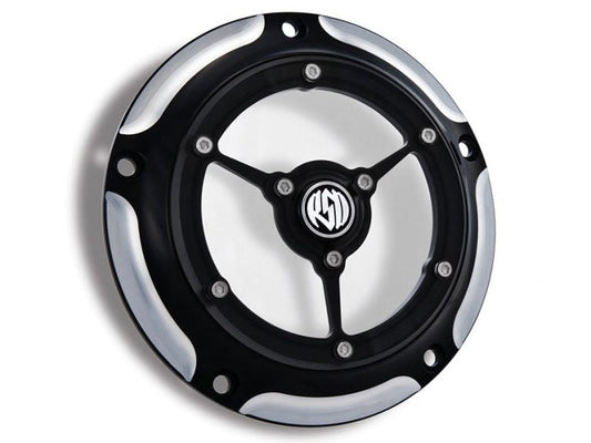 Clarity Derby Cover – Black Contrast Cut. Fits Softail 2000-2018, Dyna 1999-2017 & Touring 1999-2015