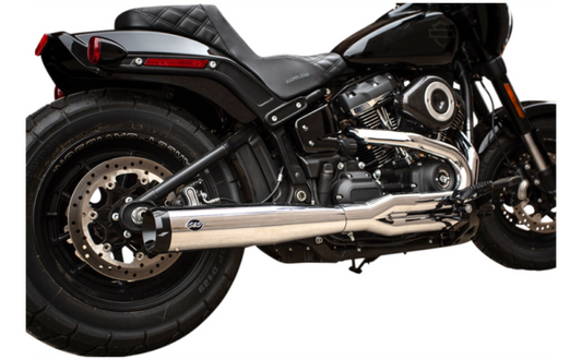 SuperStreet 2-into-1 Exhaust Chrome w/Black End Cap for Softail 18-Up Non-240 Rear Tyre Models